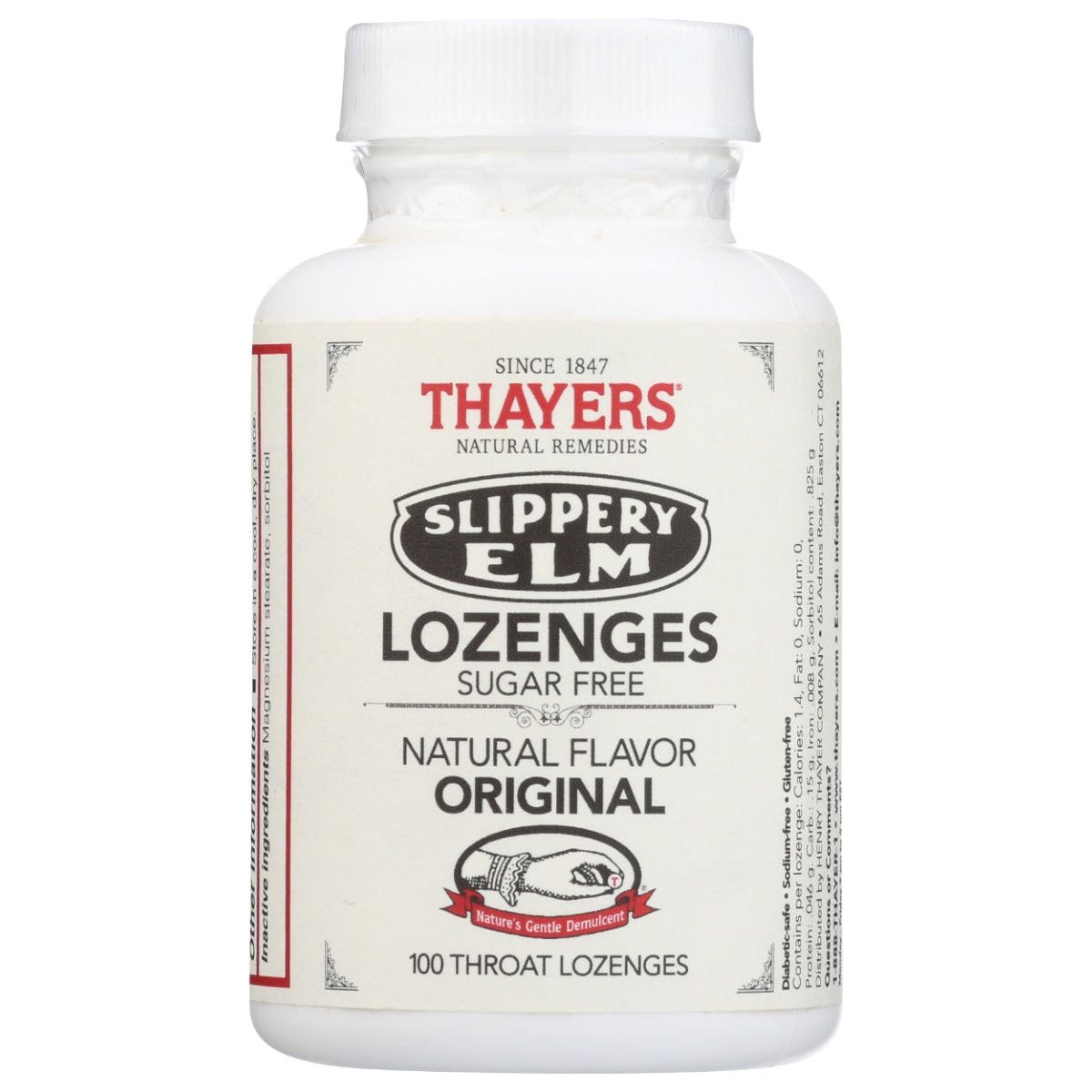 THAYER: Slippery Elm Lozenges Sugar Free, 100 tb