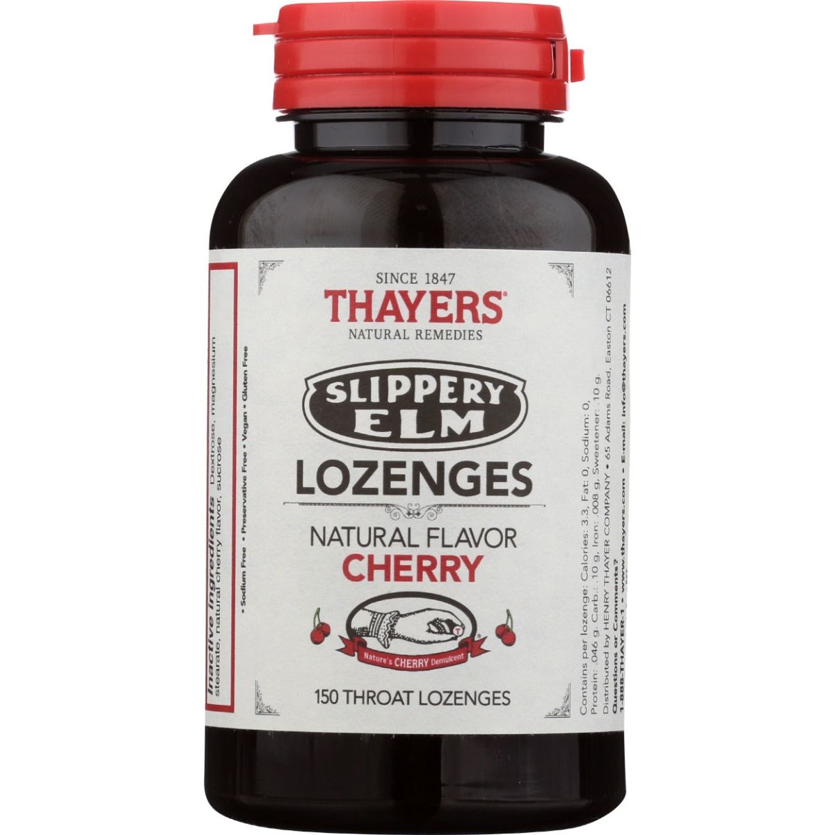 THAYERS: Slippery Elm Lozenges Cherry, 150 pc