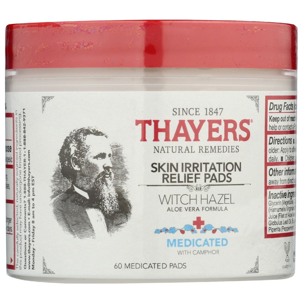 THAYER: Witch Hazel Medicated Pads, 60 pc