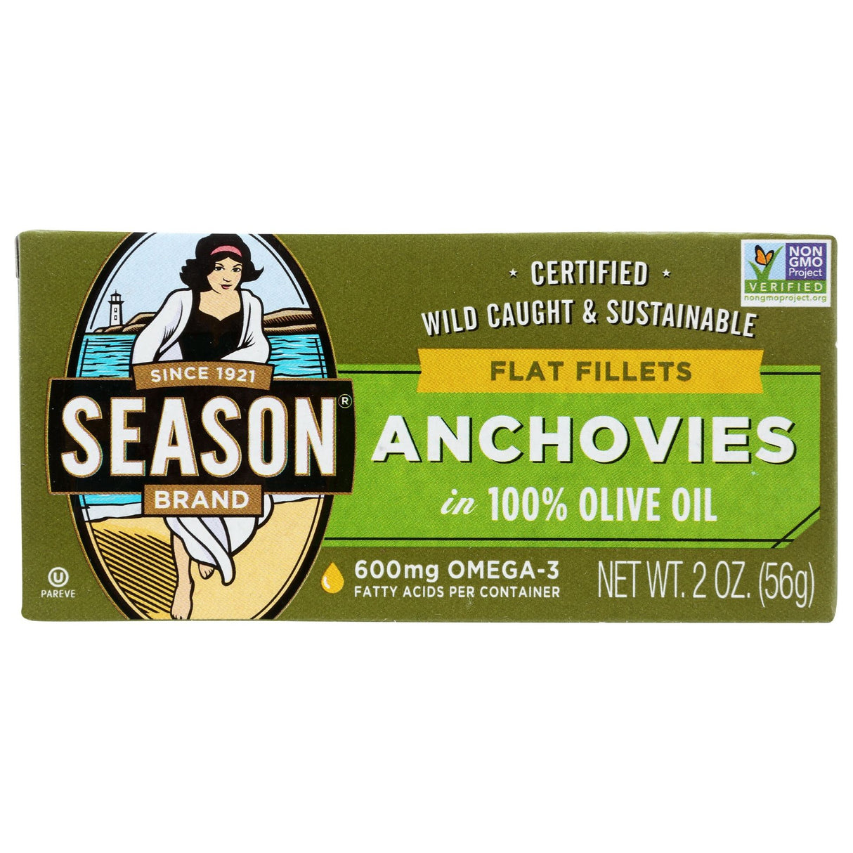 SEASONS: Flat Fillets of Anchovies in Olive Oil, 2 oz