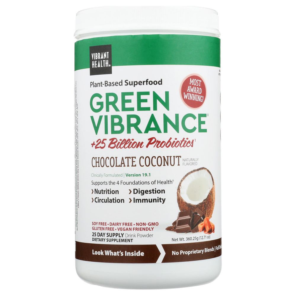 VIBRANT HEALTH: Green Vibrance Chocolate Coconut, 12.51 oz
