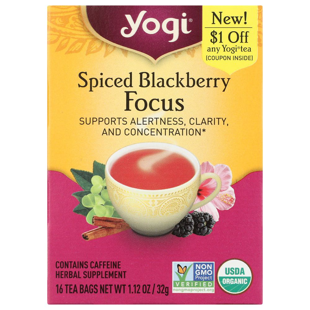 YOGI TEAS: Tea Spcd Blkbry Focus Org, 16 bg