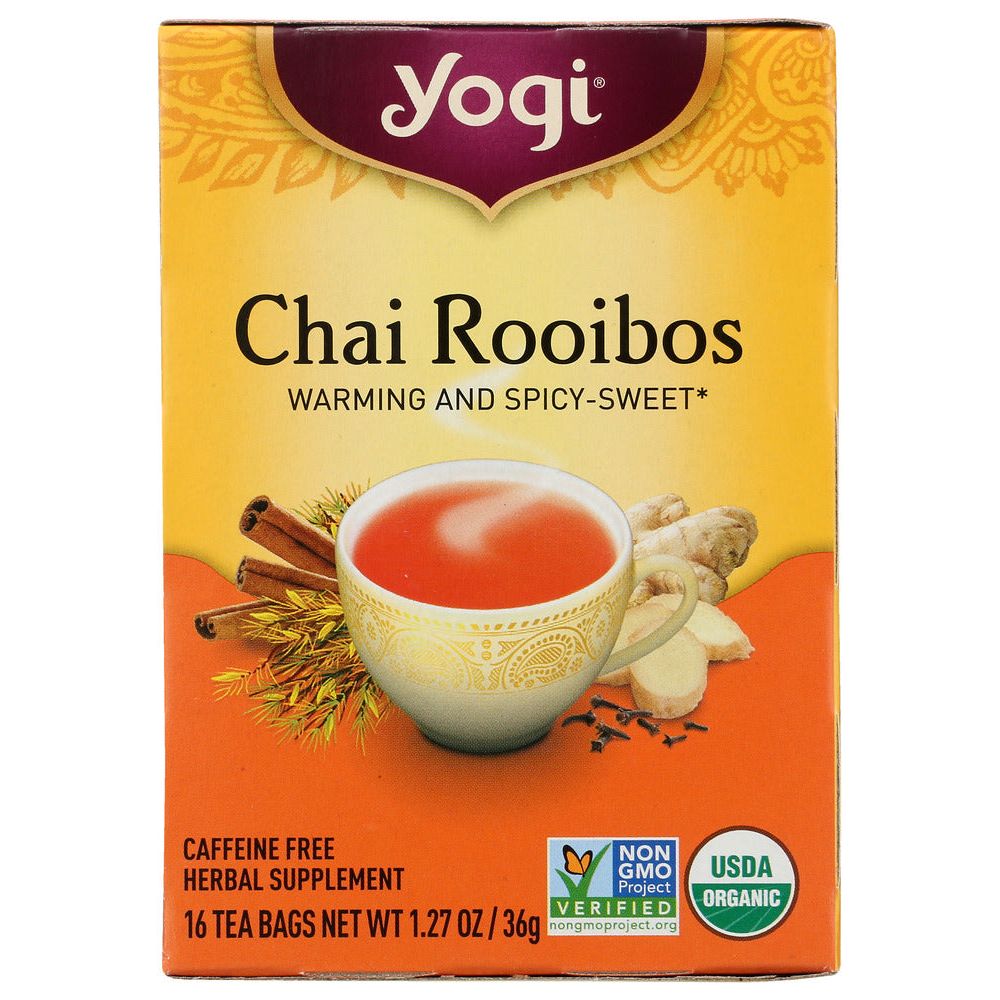 YOGI TEAS: Organic Chai Rooibos Warming Spicy-Sweet, 16 Tea Bags