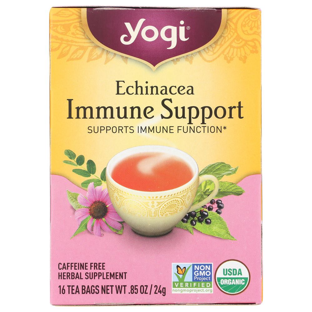 YOGI TEAS: Tea Echinacea Immune Support Caffeine Free, 16 bg