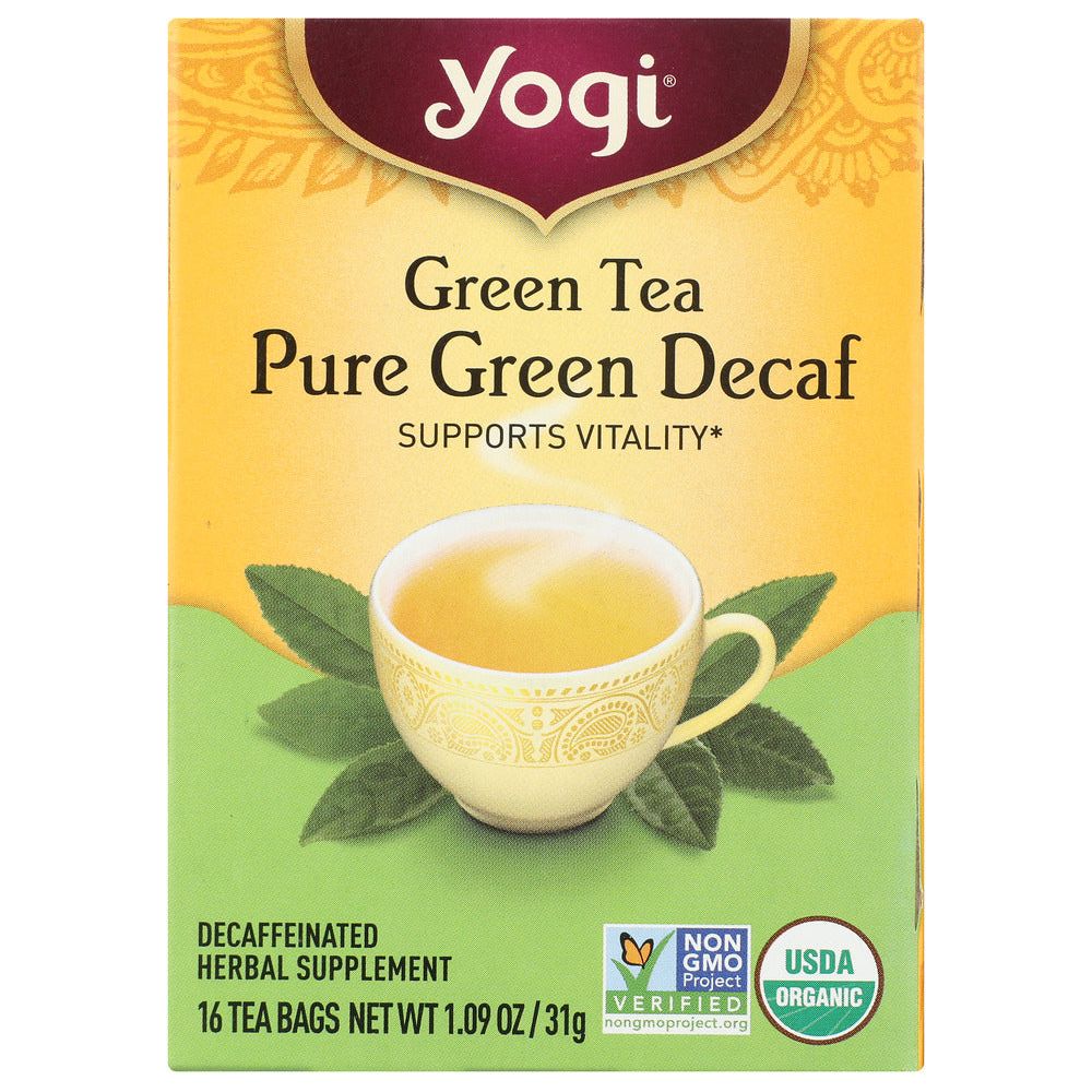 YOGI TEAS: Organic Green Tea Pure Green Decaf, 16 Tea Bags