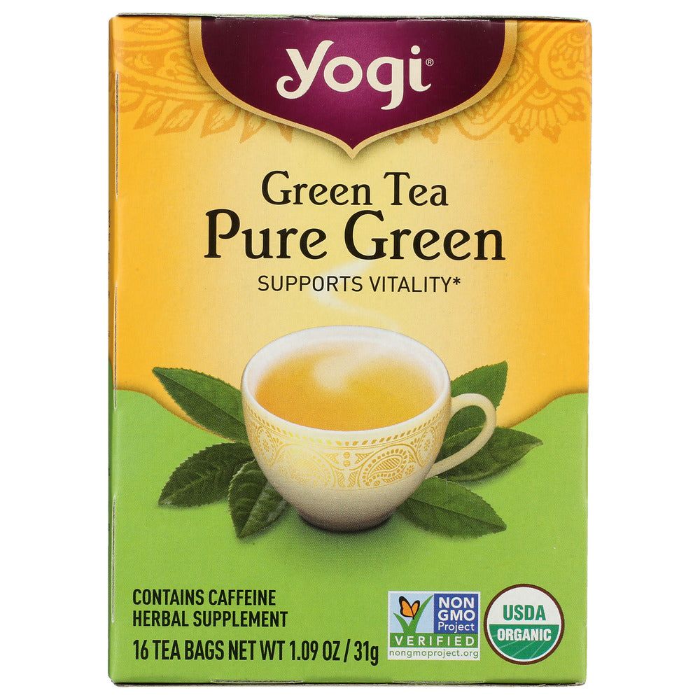 YOGI TEAS: Organic Green Tea Pure Green, 16 Tea Bags