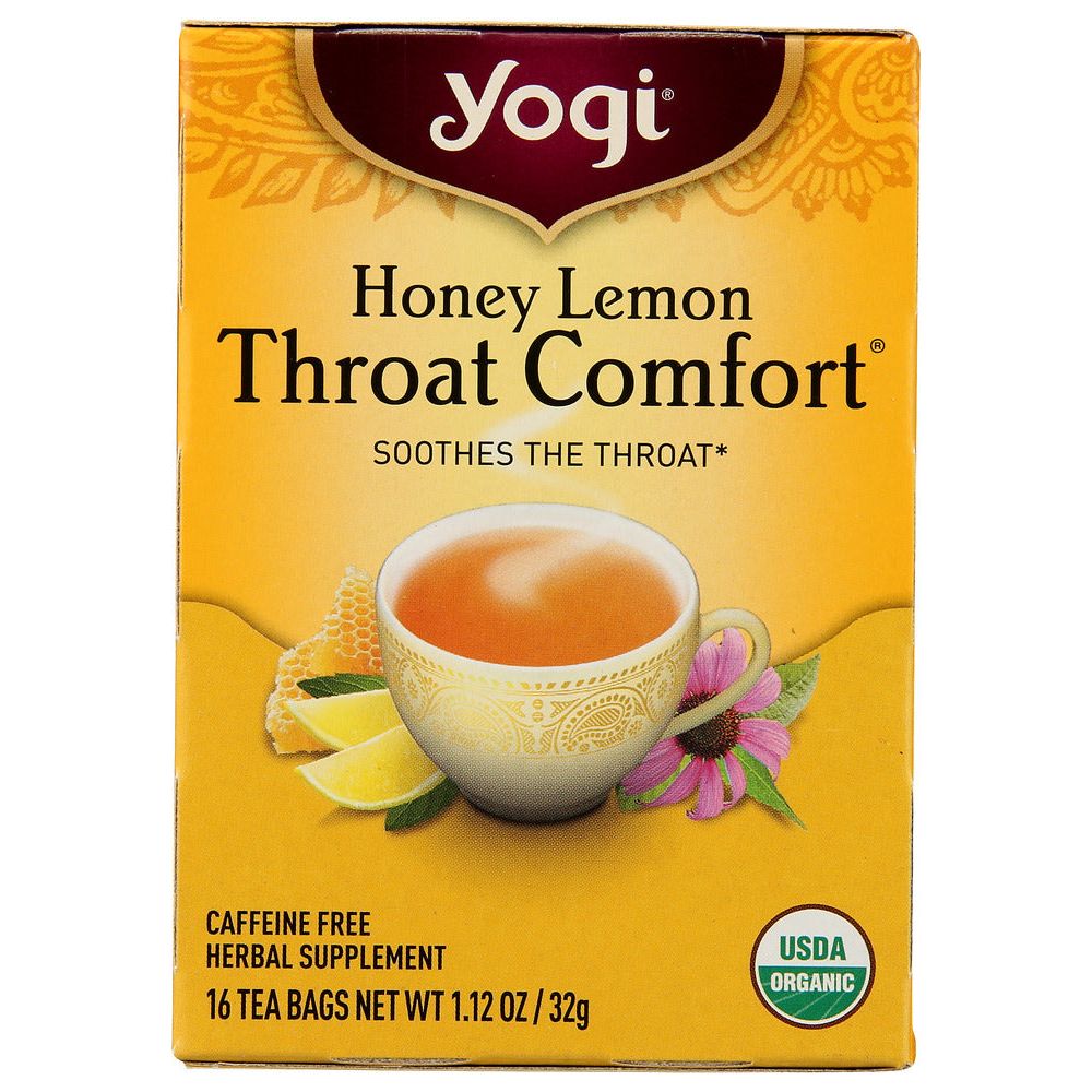 YOGI TEAS: Herbal Tea Honey Lemon Throat Comfort, 16 Tea Bags