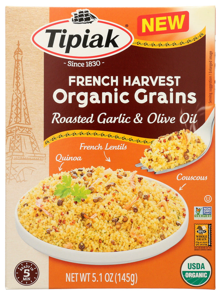 TIPIAK: French Harvest Organic Grains Roasted Garlic Olive Oil, 5.1 oz