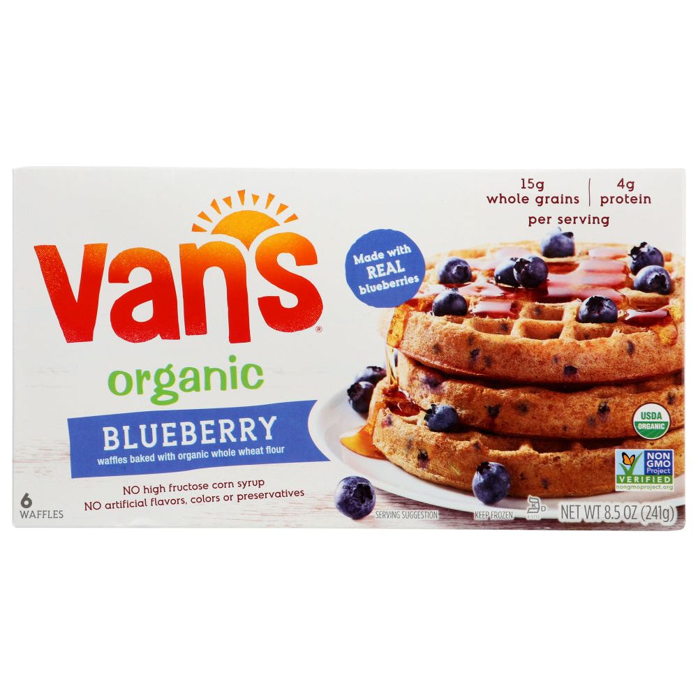 VAN'S: Whole Grain Organic Blueberry Waffles, 8.5 oz