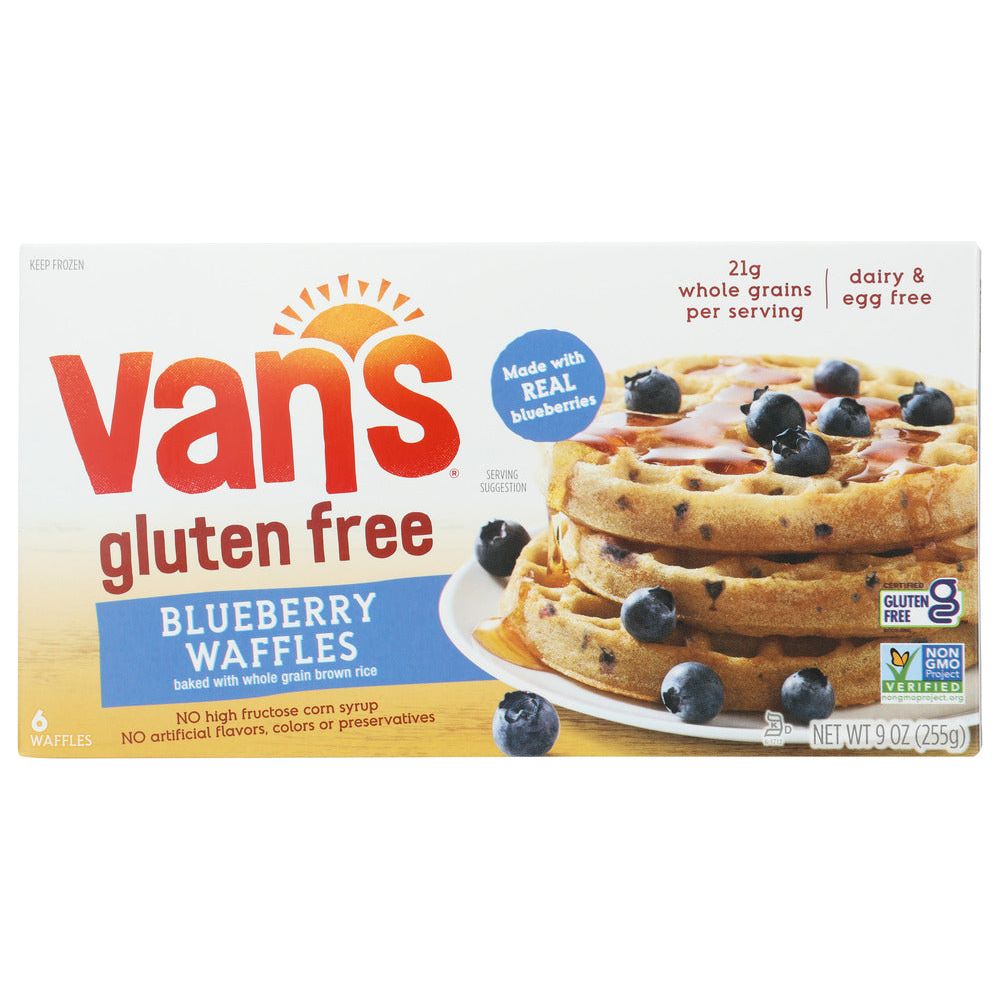 VAN'S: Gluten Free Waffles Blueberry, 9 oz