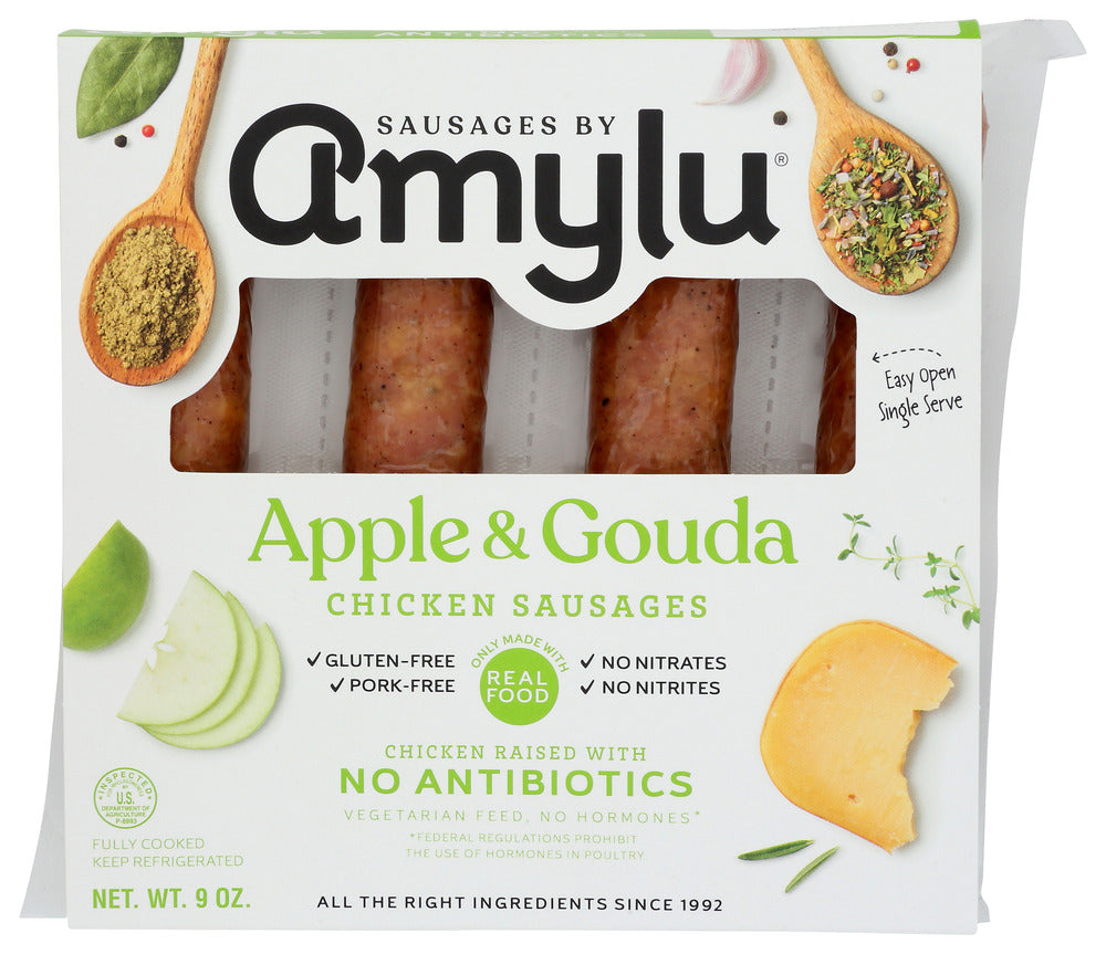 SAUSAGES BY AMYLU: Apple & Gouda Chicken Sausage, 9 oz
