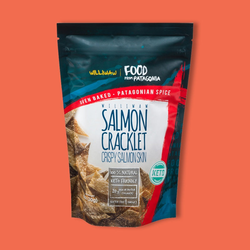 WILLIWAW SALMON CRACKLET: Salmon Skin Patagonian, 1 oz