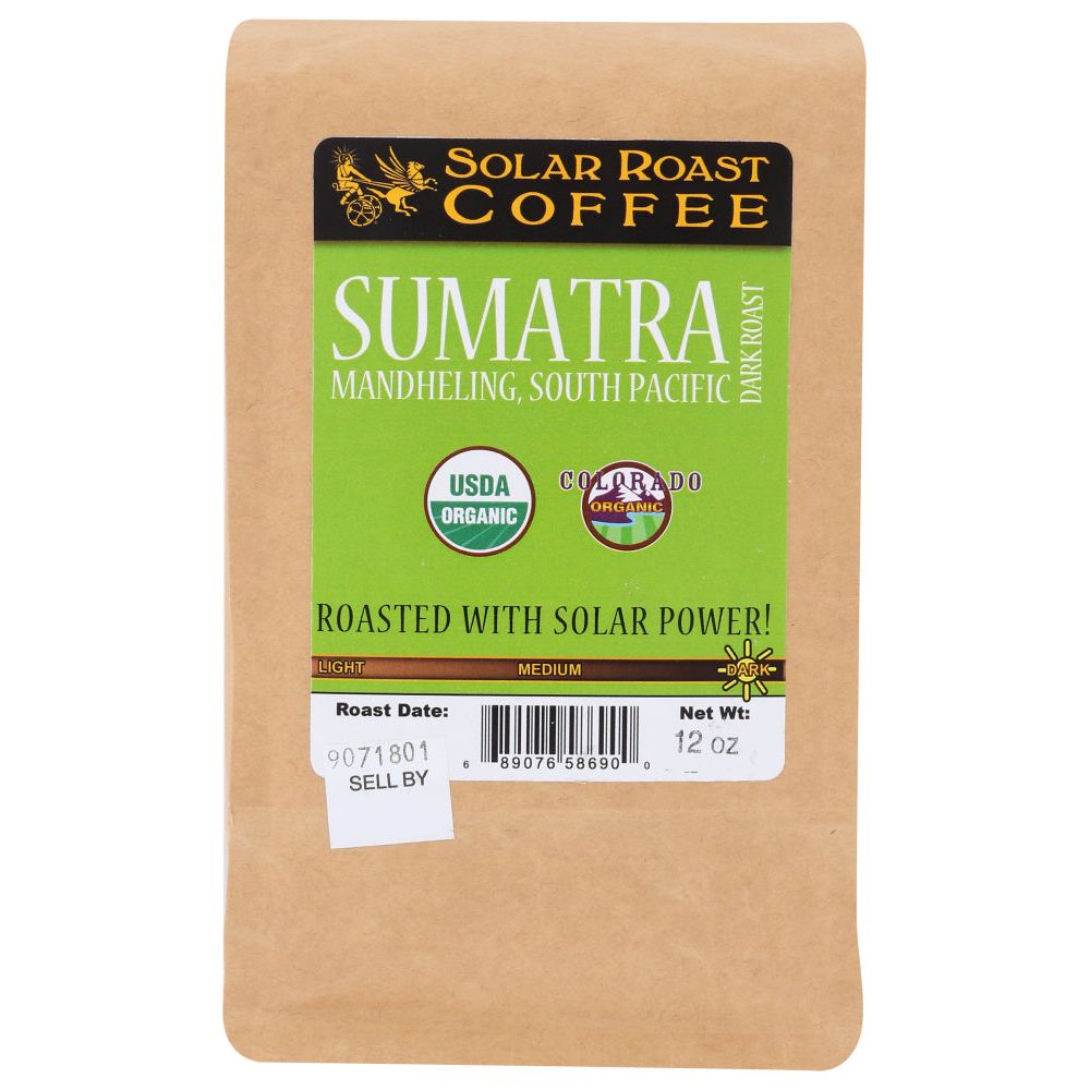 SOLAR ROAST COFFEE LLC: Solar Roast Sumatra Organic Coffee Dark Roast, 12 oz