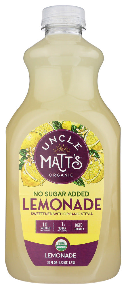 UNCLE MATTS ORGANIC: Organic Lemonade No Sugar Added, 52 fo