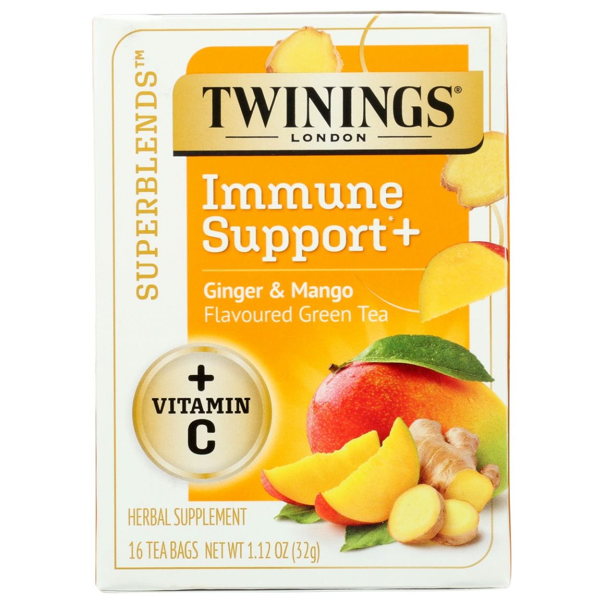 TWINING TEA: Superblends Immune Support+ Plus Vitamin C, 16 bg