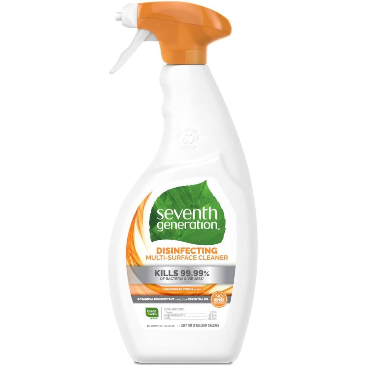 SEVENTH GENERATION: Cleaner Multi Surface Disinfectant Lemongrass, 26 oz