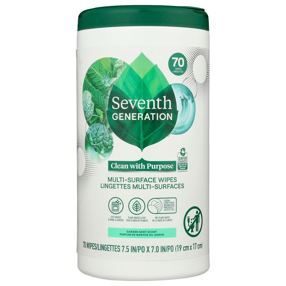 SEVENTH GENERATION: Multi Surface Wipes Garden Mint, 70 pc