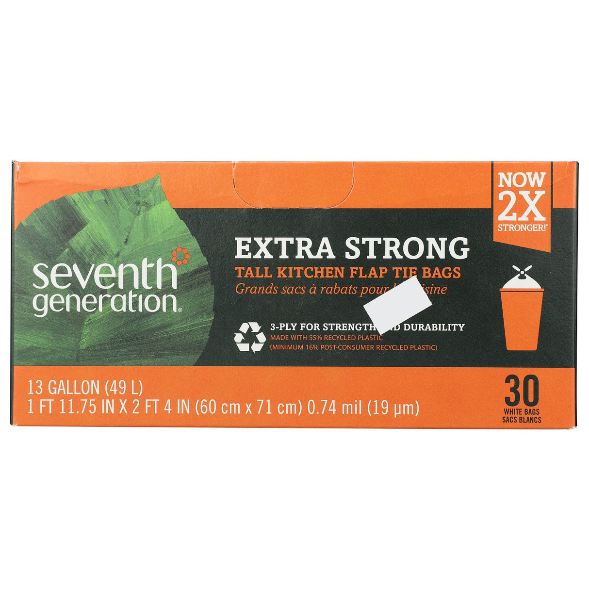 SEVENTH GENERATION: Tall Kitchen Bags 13 Gallon 2-Ply, 30 pc