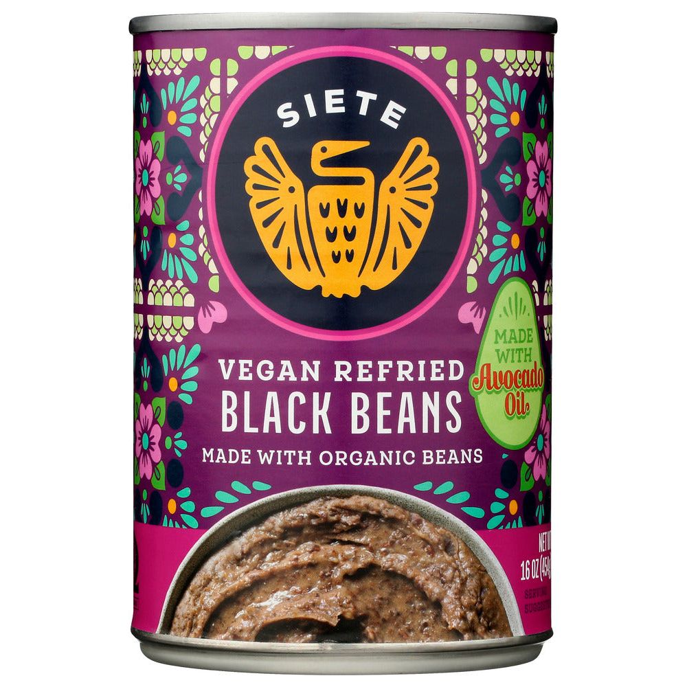 SIETE: Refried Black Beans, 16 oz