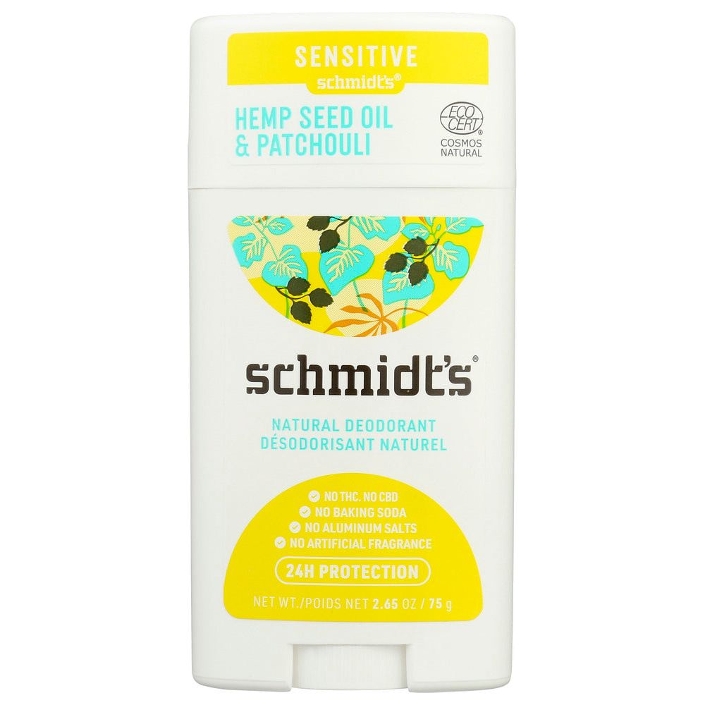 SCHMIDTS: Hemp Patchouli Sensitive Skin Deodorant Stick, 2.65 oz