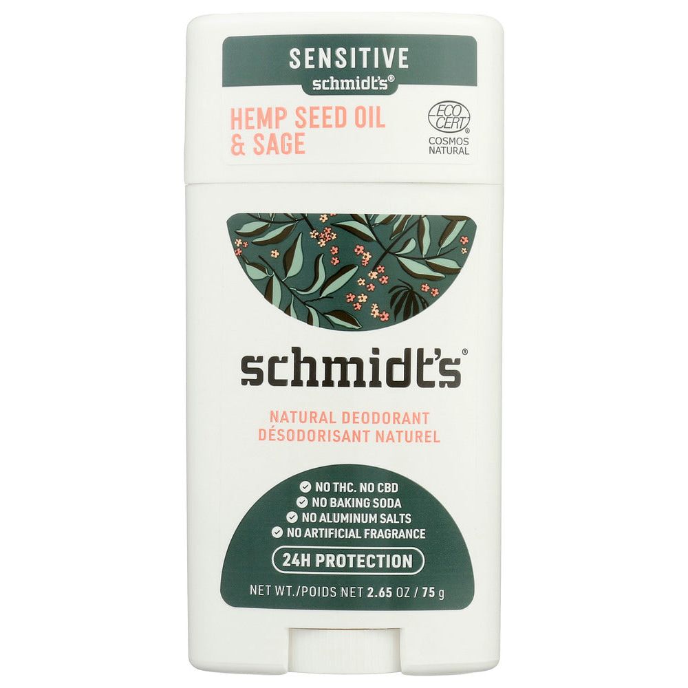 SCHMIDTS: Hemp Seed Oil Sage Sensitive Skin Deodorant Stick, 2.65 oz