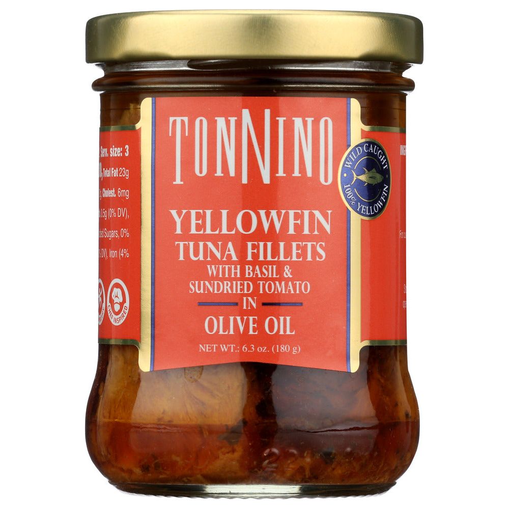 TONNINO: Tuna Fillets With Sundried Tomato And Basil In Olive Oil, 6.3 oz