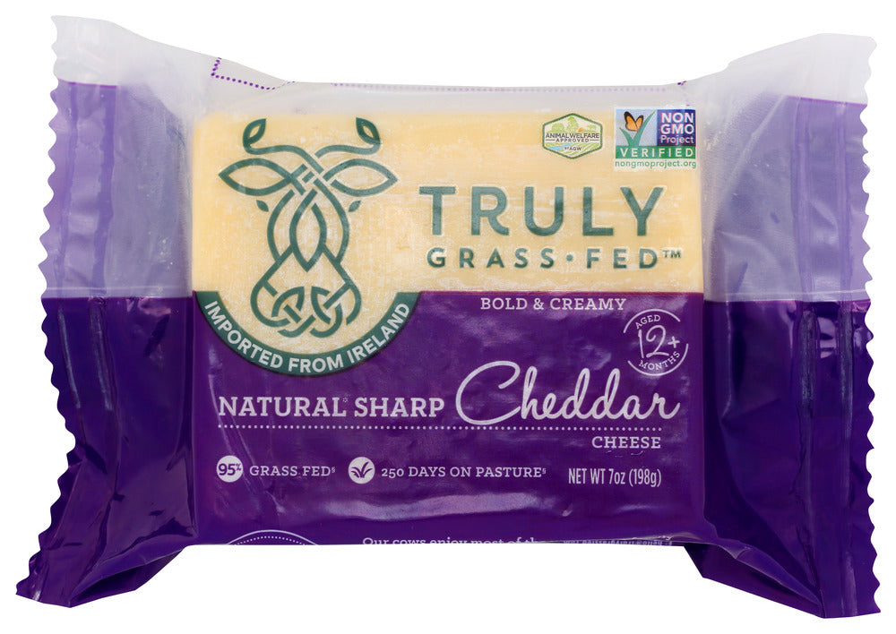 TRULY GRASS FED: Natural Sharp Cheddar Cheese Wedge, 7 oz