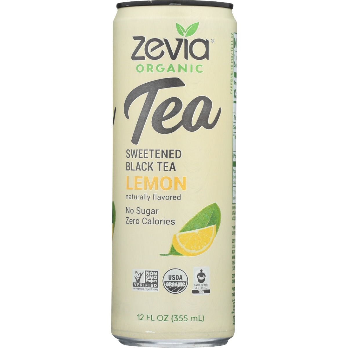 ZEVIA: Organic Black Tea Lemon, 12 fo