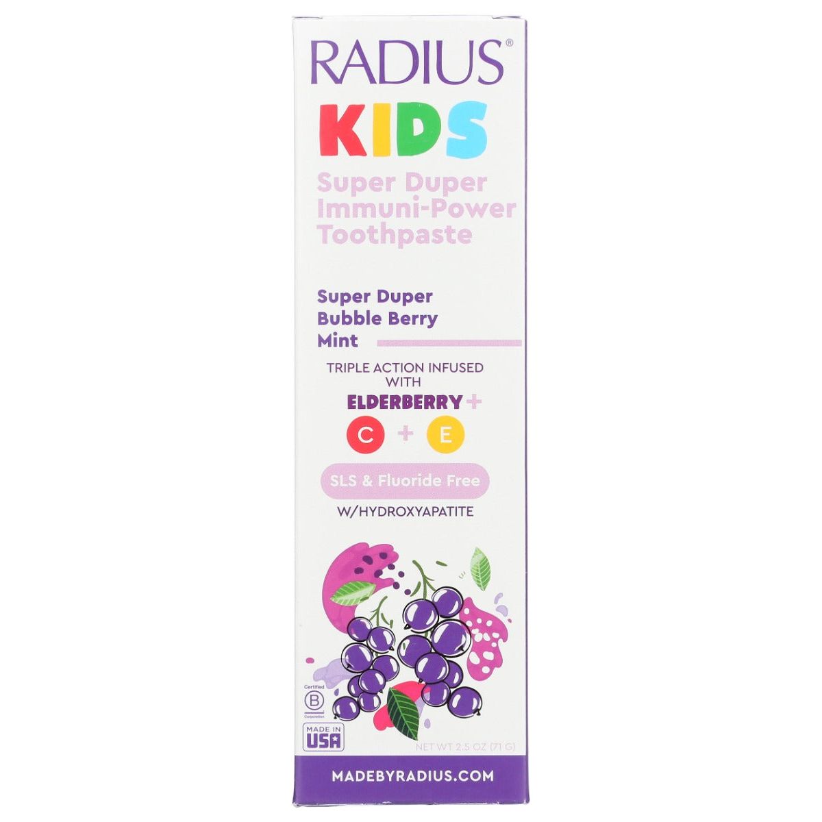 RADIUS: Super Duper Immune Support Toothpaste in Bubble Berry Mint, 2.5 oz