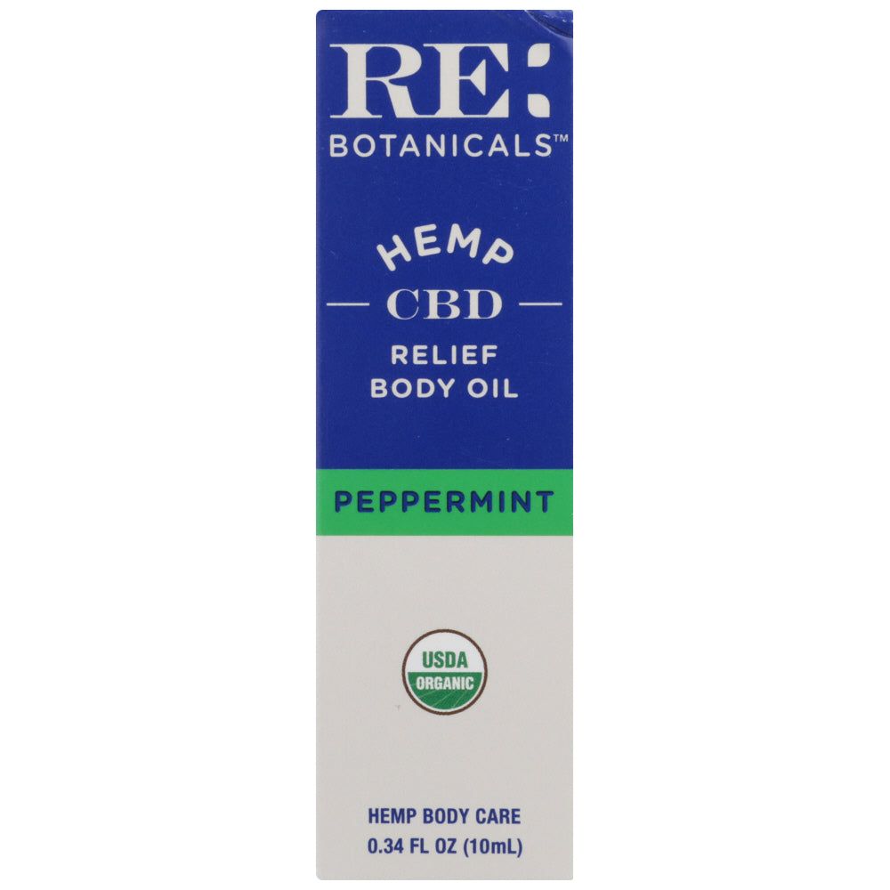RE BOTANICALS: Peppermint Relief Body Oil, 0.34 oz