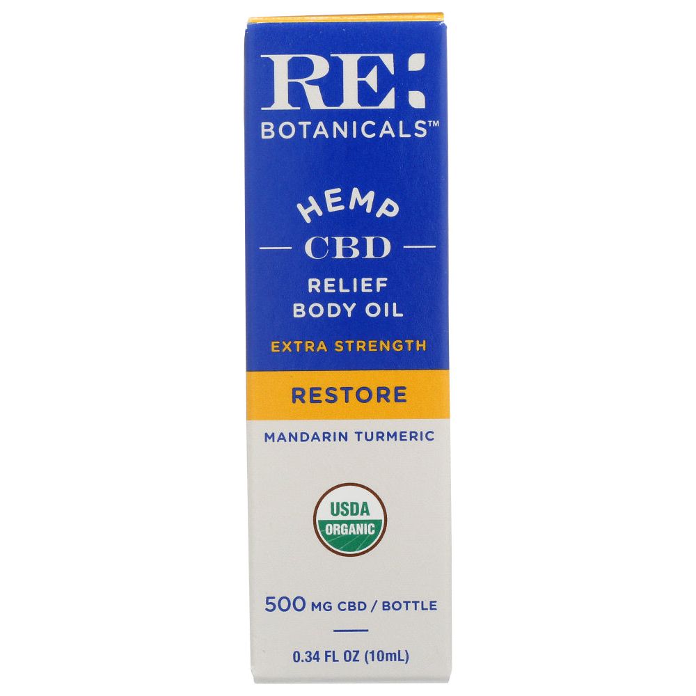 RE BOTANICALS: Mandarin Turmeric Extra Strength Relief Body Oil, 0.34 oz