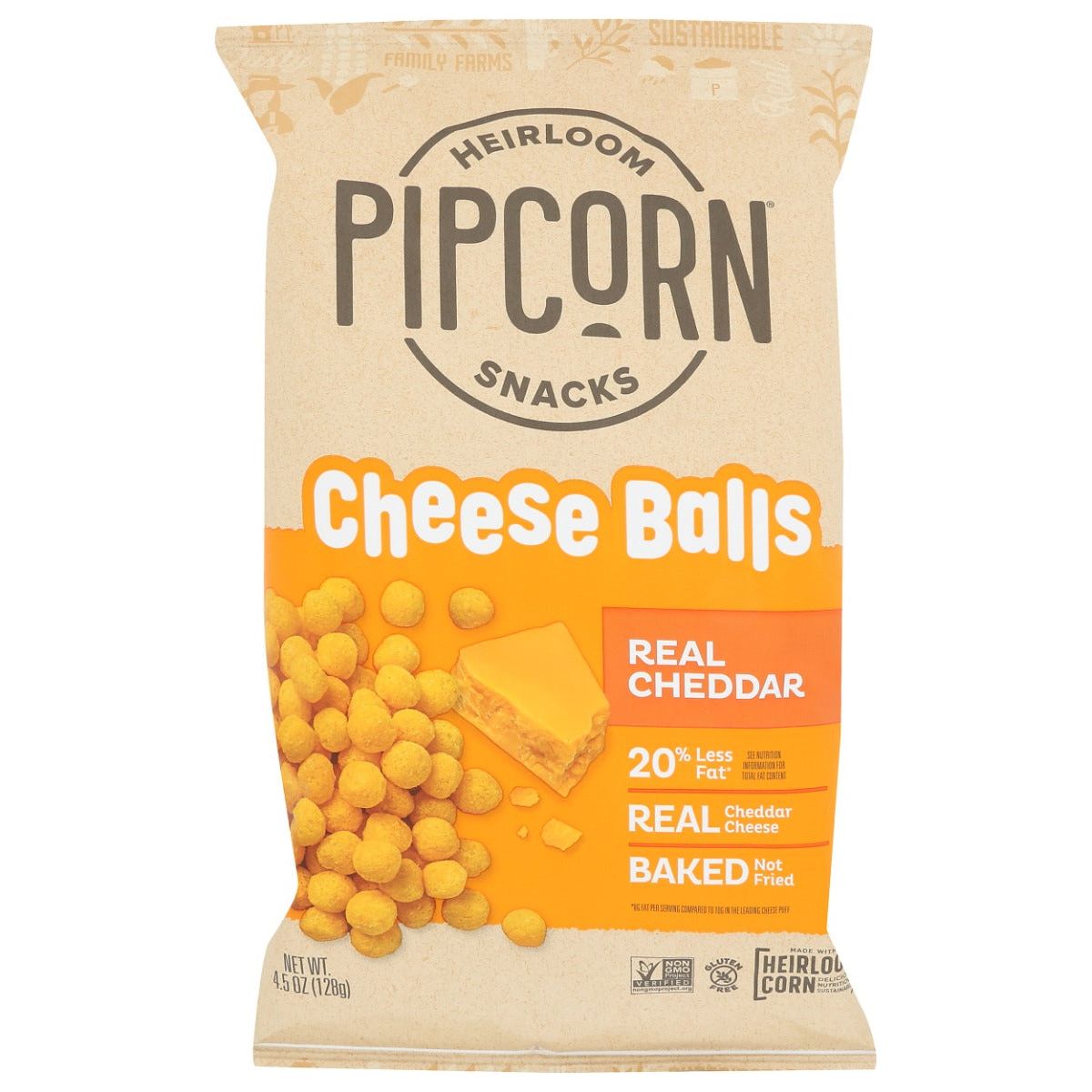 PIPCORN: Cheese Balls Cheddar, 4.5 oz