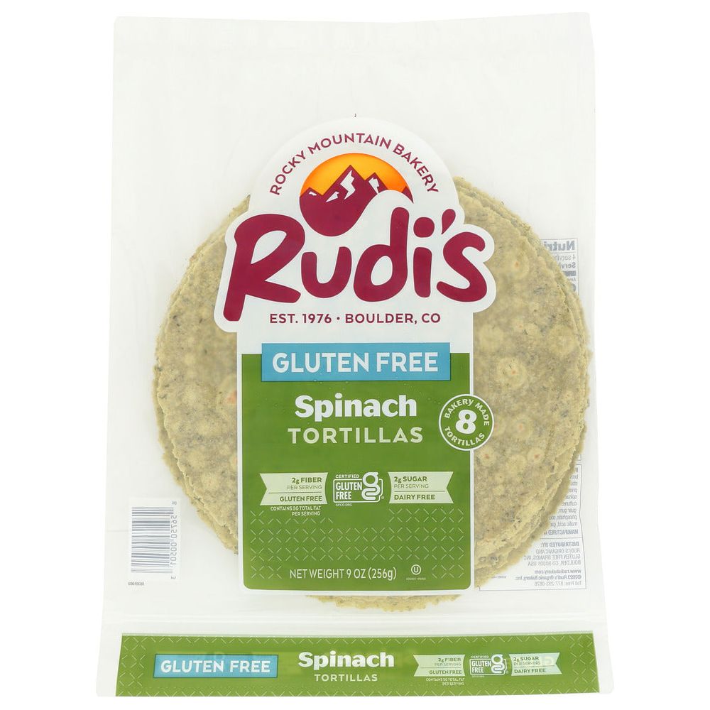 RUDI'S: Gluten Free Spinach Tortillas, 9 oz