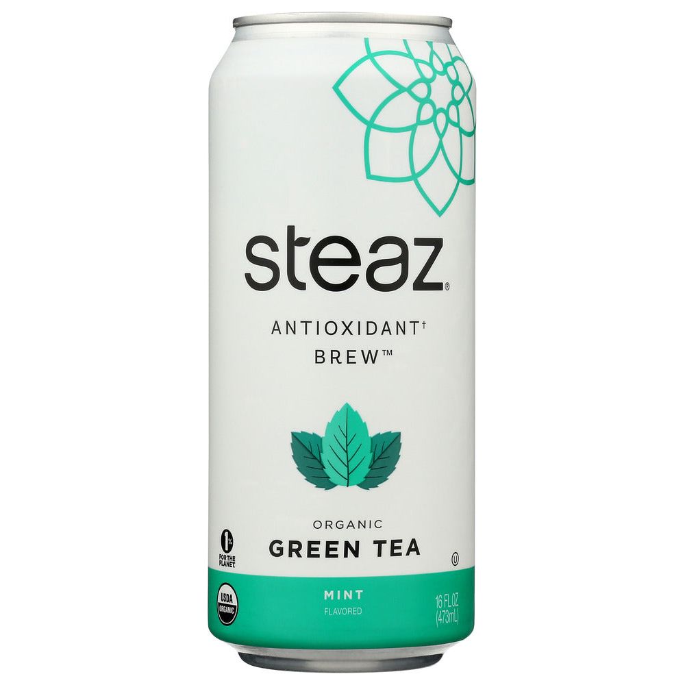 STEAZ: Organic Iced Green Tea Mint Lightly Sweetened, 16 oz