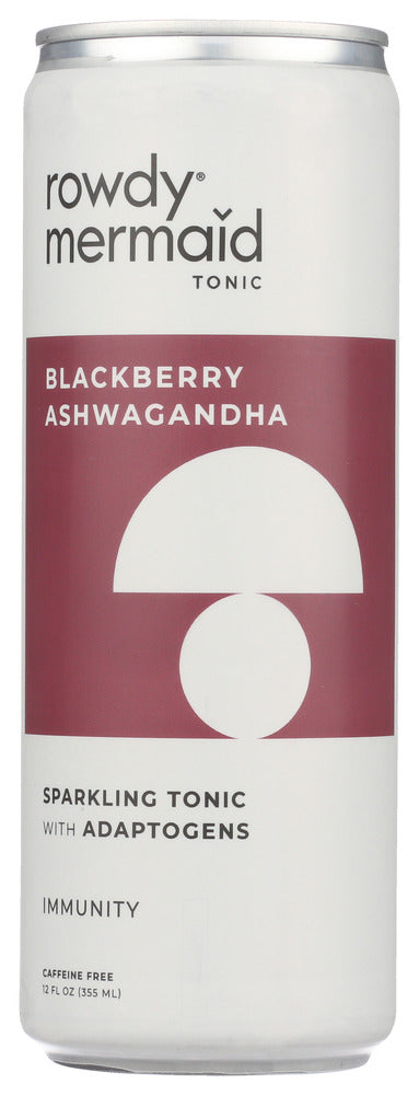 ROWDY MERMAĬD KOMBUCHA: Ashwagandha Blackberry Sparkling Tonic, 12 fo