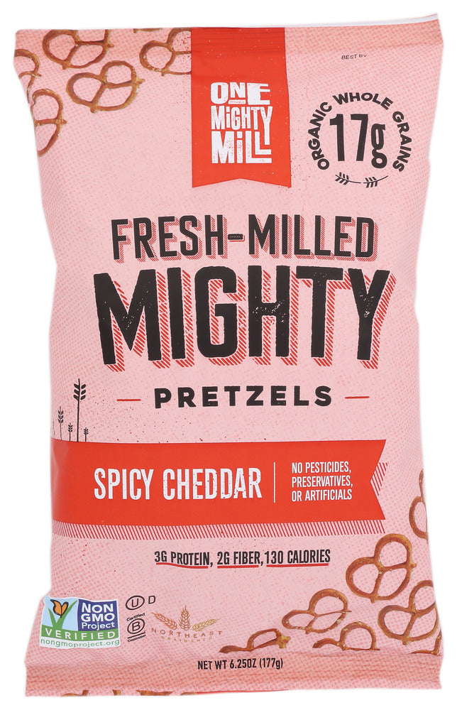 ONE MIGHTY MILL: Spicy Cheddar Pretzels, 6.25 oz