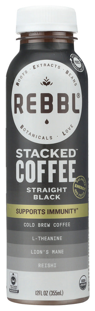 REBBL: Stacked Coffee Straight Black, 12 fo