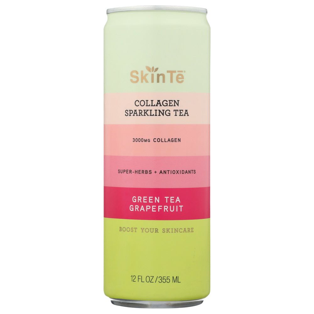 SKINTE: Collagen Sparkling Tea Green Tea Grapefruit, 12 fo