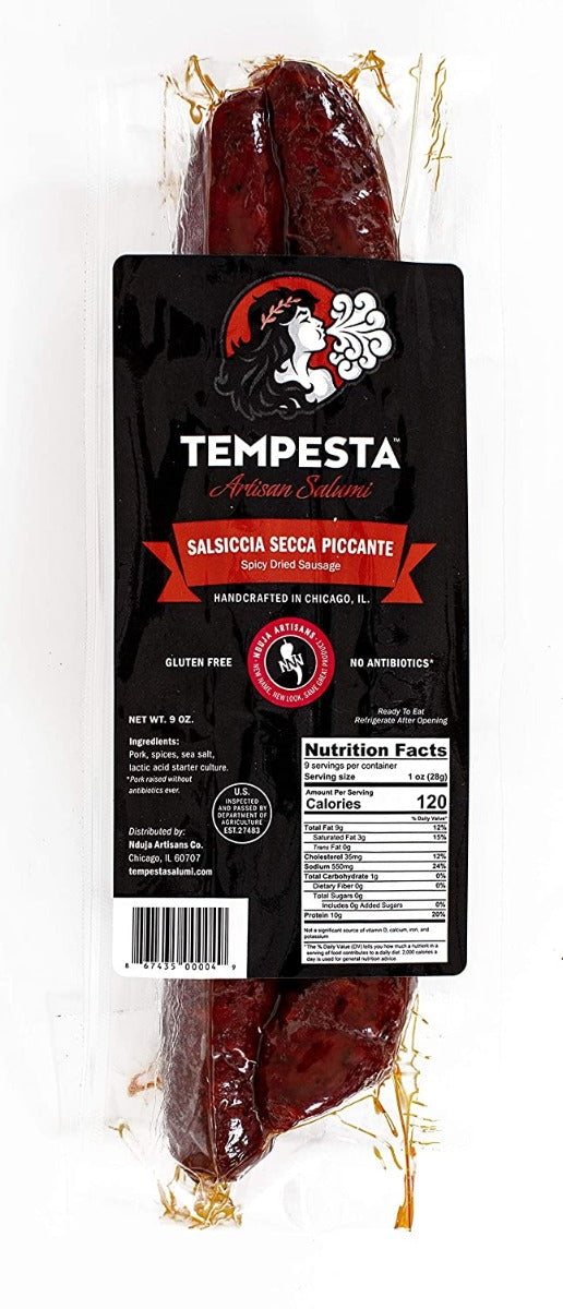 TEMPESTA ARTISAN SALAMI: Salsiccia Secca Piccante, 9 oz
