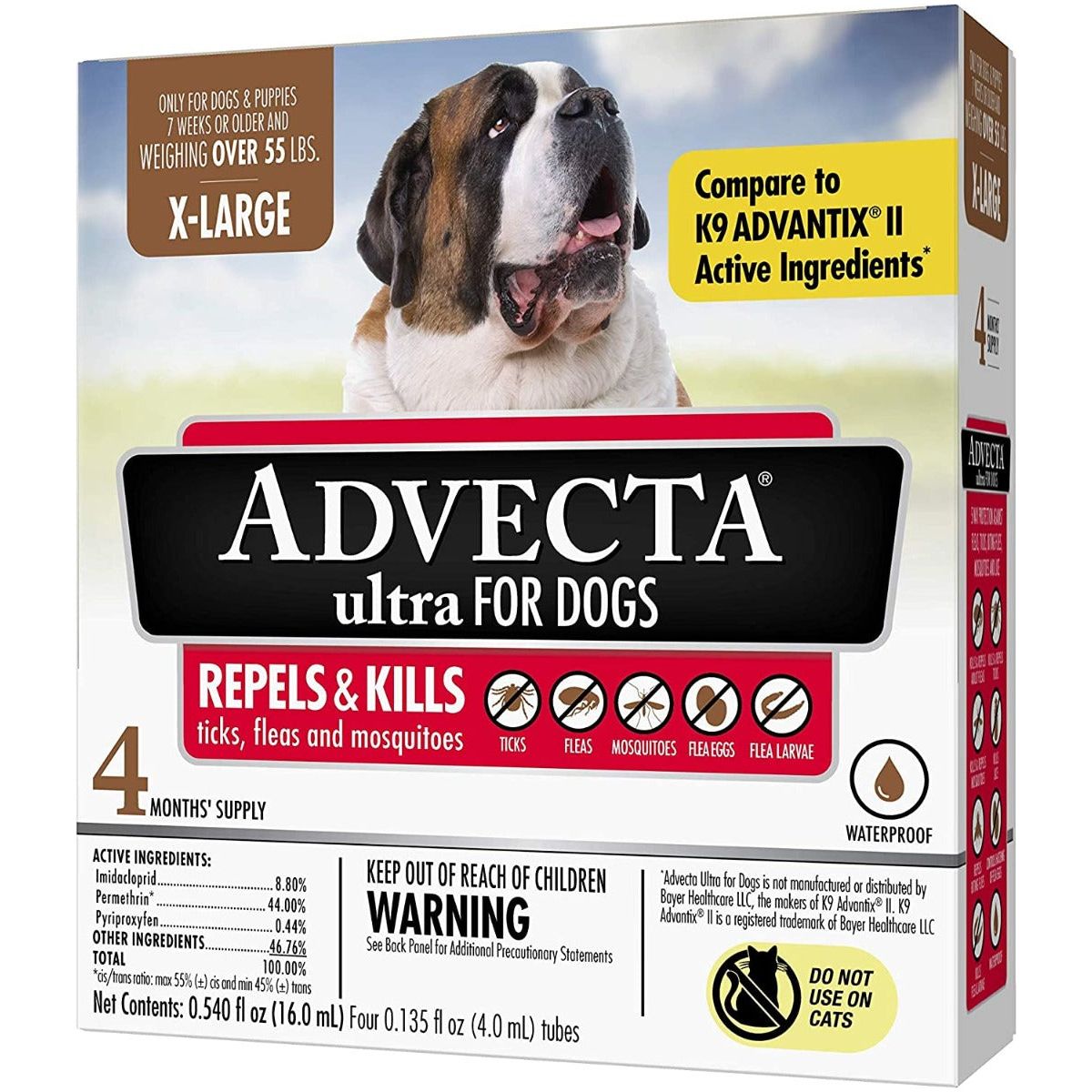 ADVECTA: Ultra Flea & Tick Protection for Dogs Over 55 Lbs, 4 do - #tag1# - #tag2#