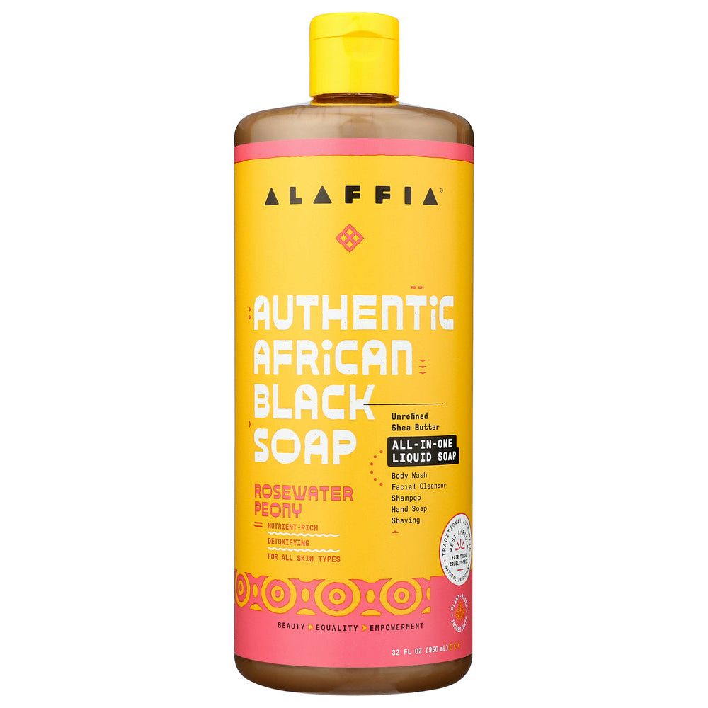 ALAFFIA: Authentic African Black Soap All In One Rosewater Peony, 32 fo - #tag1# - #tag2#
