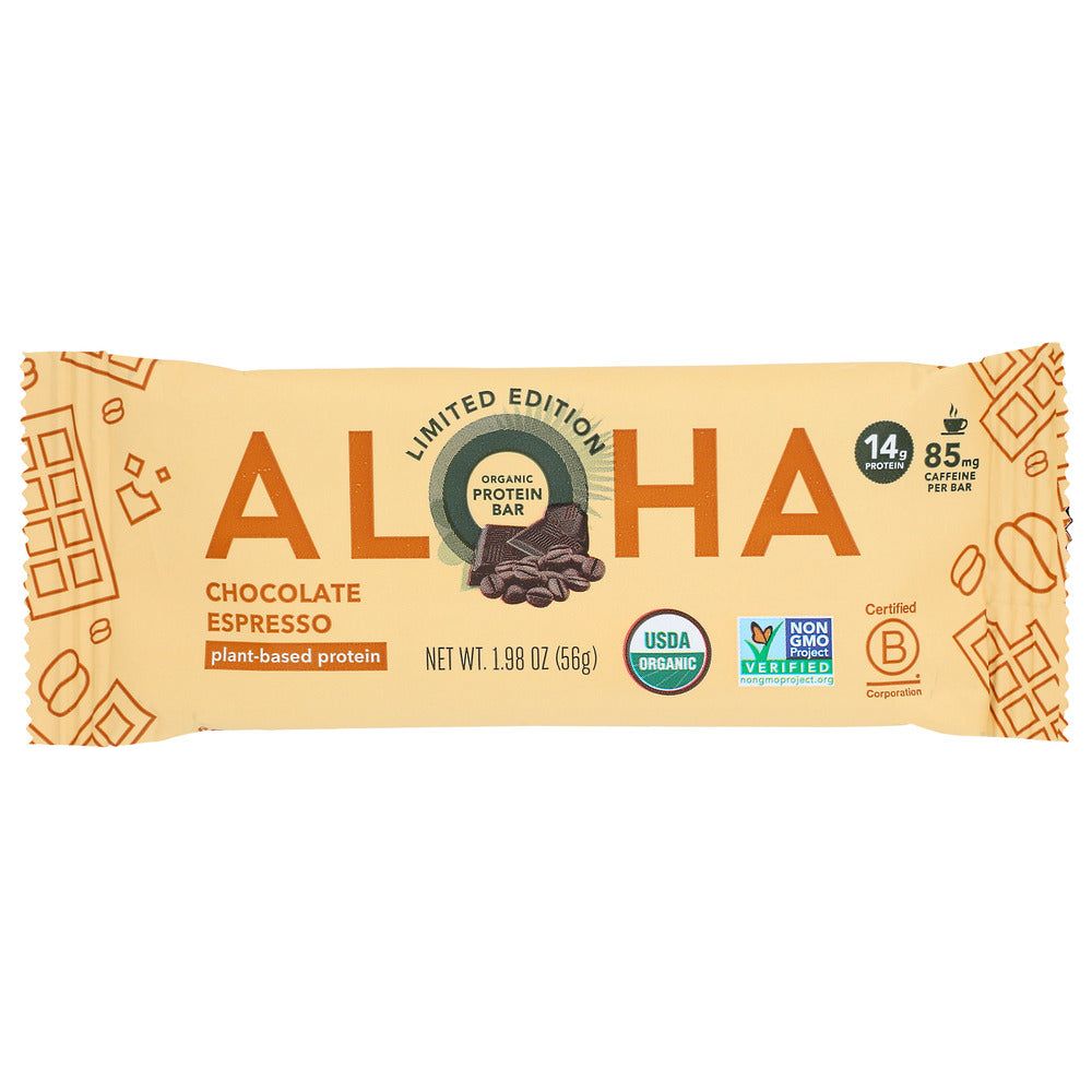ALOHA: Chocolate Espresso Protein Plus Caffeine Bar, 1.98 oz - #tag1# - #tag2#
