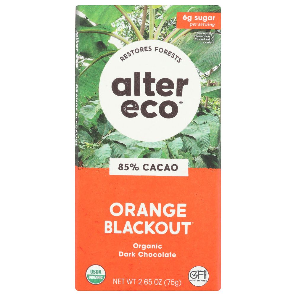 ALTER ECO: Orange Blackout Dark Chocolate Bar, 2.65 oz - #tag1# - #tag2#