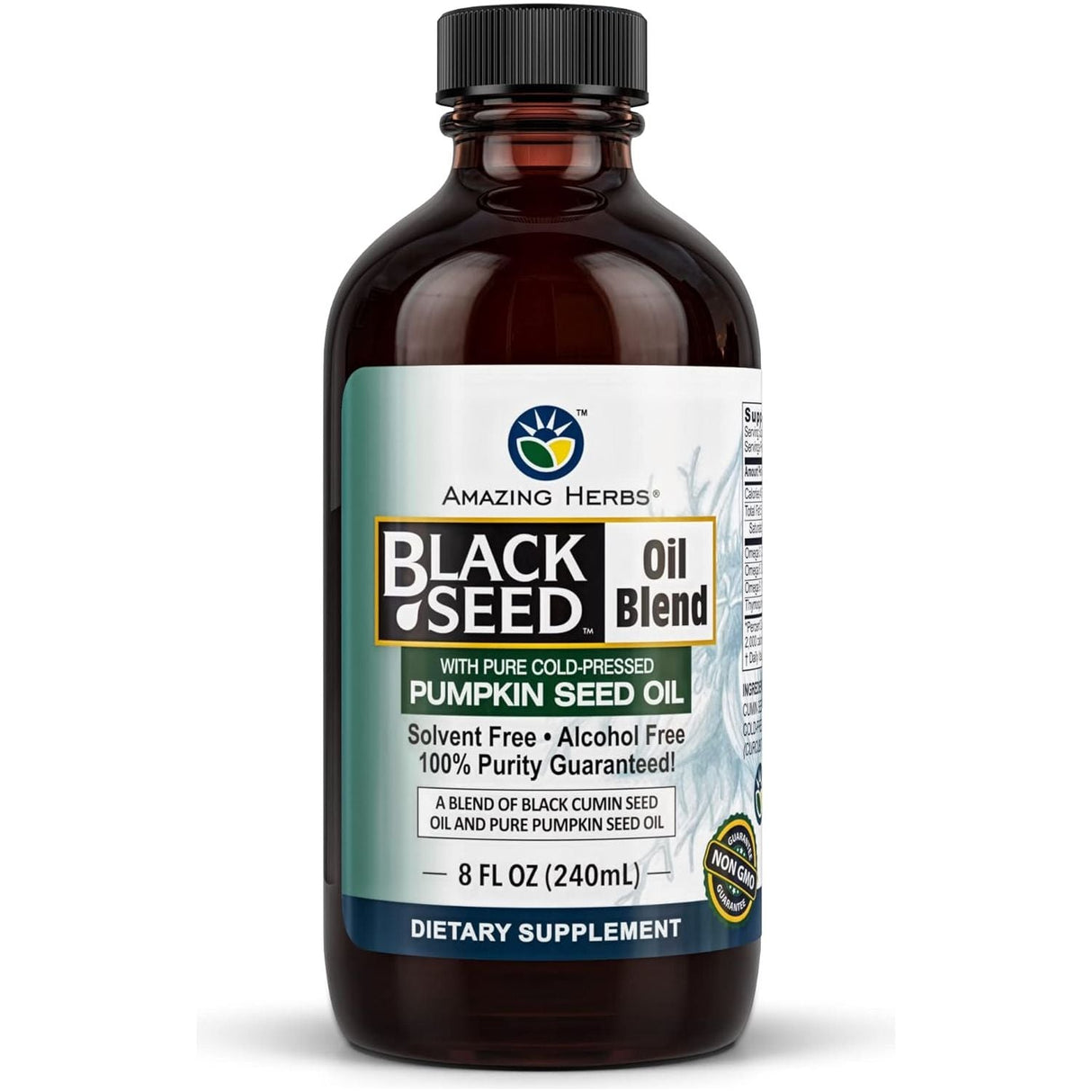 AMAZING HERBS BLACK SEED Oil Blend Pumpkin Seed Oil, 8 fl oz - #tag1# - #tag2#