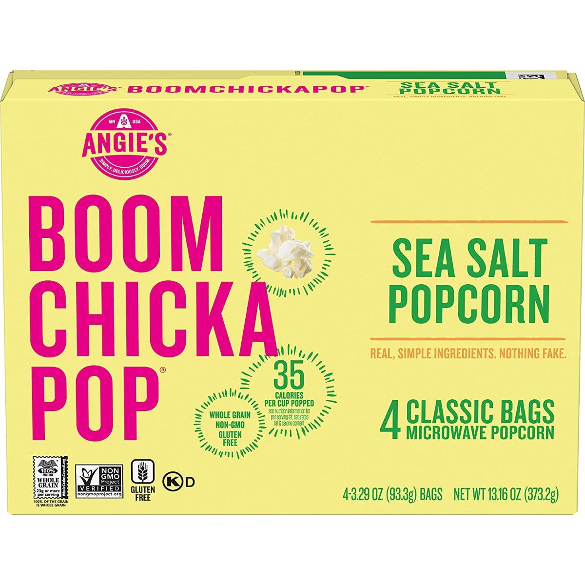 ANGIES: BOOMCHICKAPOP Sea Salt Microwave Popcorn 4 Classic Bags, 13.16 oz - #tag1# - #tag2#