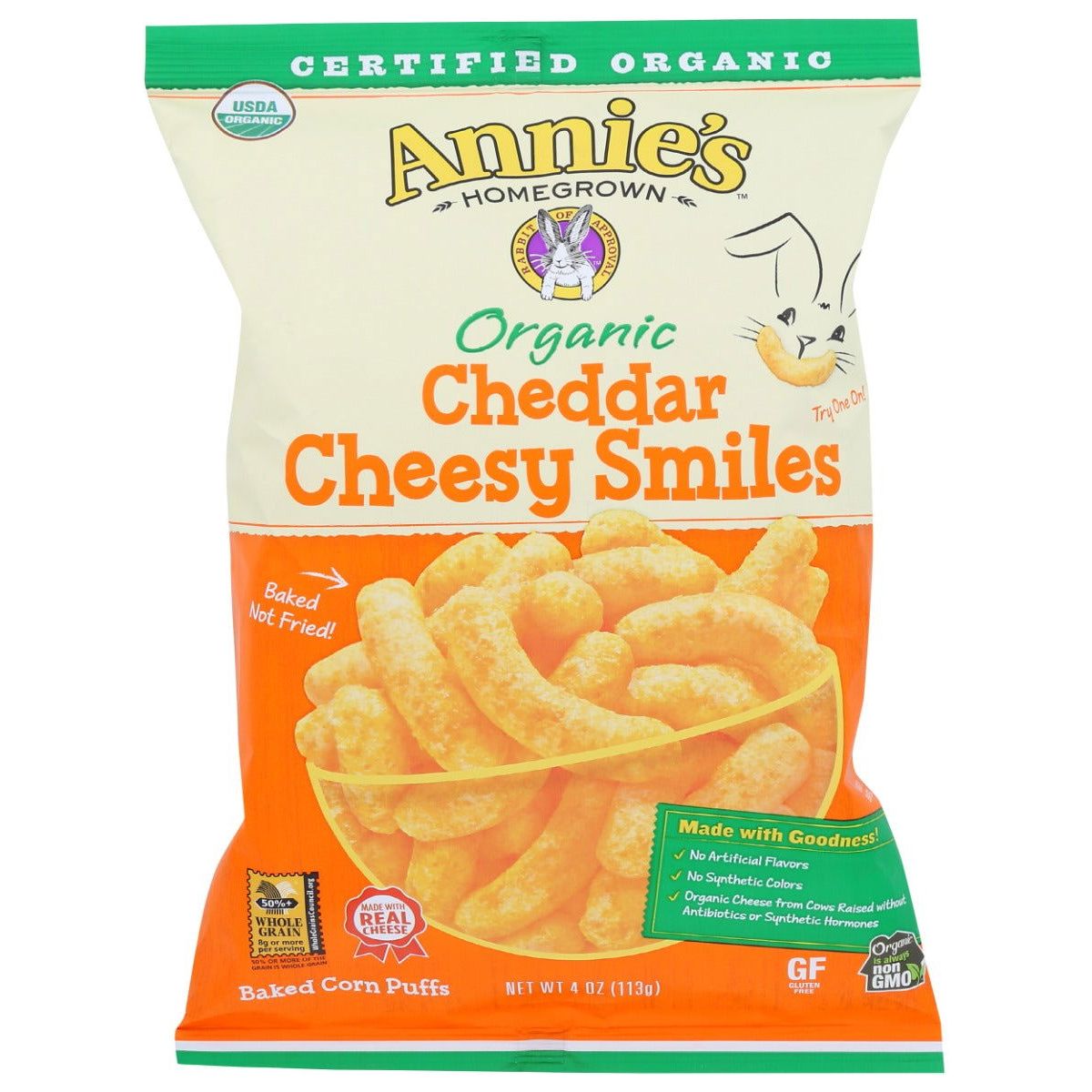 ANNIES HOMEGROWN: Organic Cheddar Cheesy Puffs, 4 oz - Sunshine Co Op. - #tag1# - #tag2# - #tag3# - #tag4#