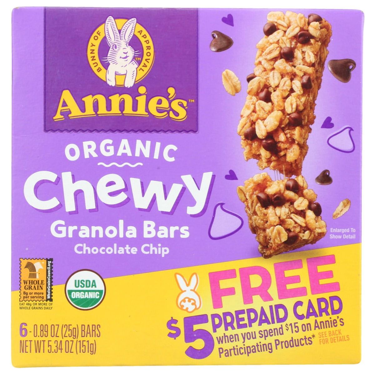 ANNIES HOMEGROWN: Organic Chocolate Chip Chewy Granola Bars 6Pk, 5.34 oz - Sunshine Co Op. - #tag1# - #tag2# - #tag3# - #tag4#
