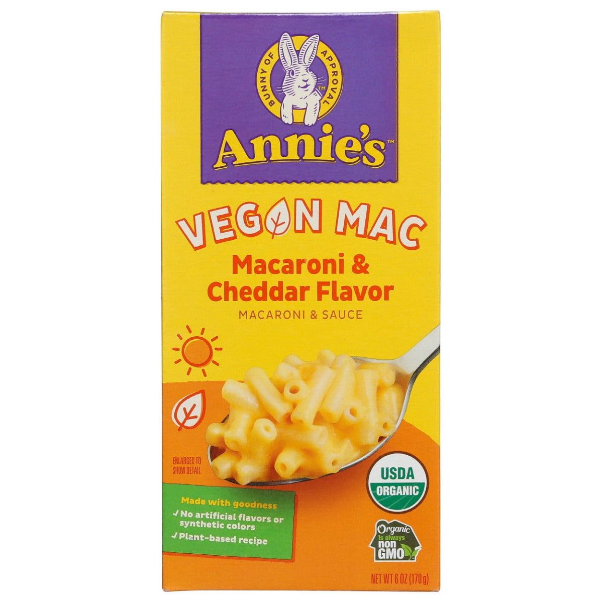 ANNIES HOMEGROWN: Vegan Macaroni and Cheddar, 6 oz - Sunshine Co Op. - #tag1# - #tag2# - #tag3# - #tag4#