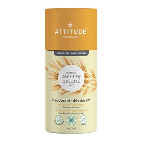 ATTITUDE: Natural Argan Oil Baking Soda Free Deodorant Stick For Sensitive Skin, 3 oz - #tag1# - #tag2#