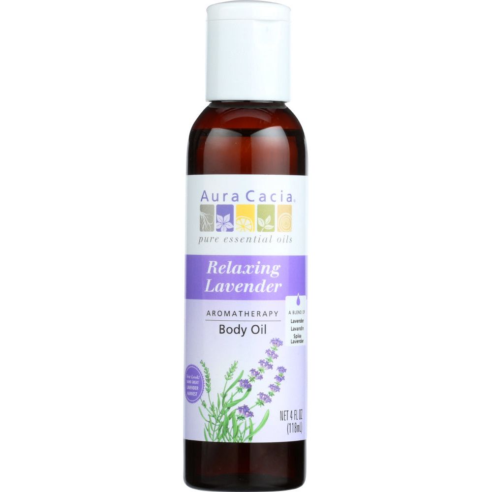 AURA CACIA: Aromatherapy Body Oil Relaxing Lavender, 4 oz - #tag1# - #tag2#